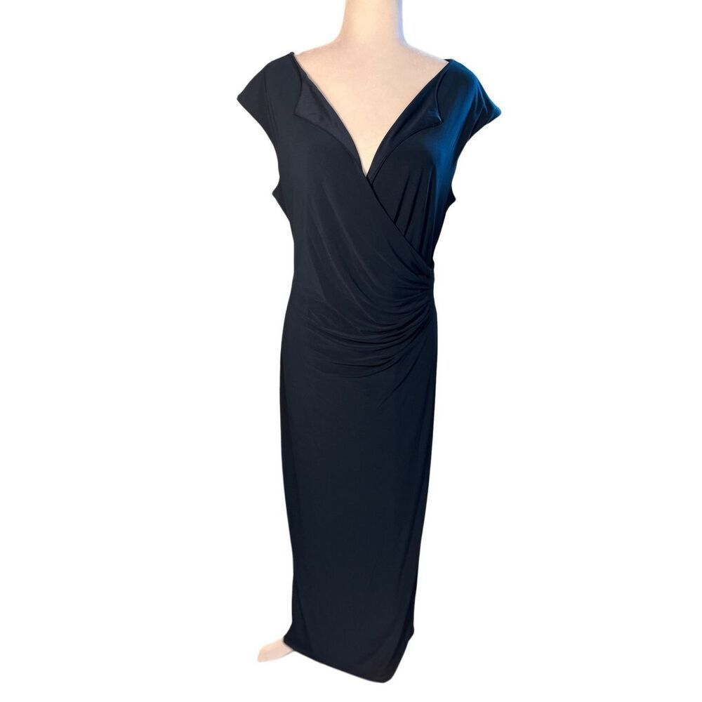 NIPON Boutique deep teal gown with b-neck, ruched side and cap sleeves - 14